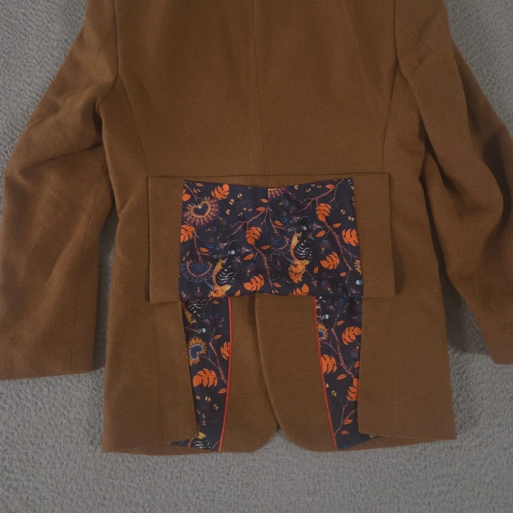 Paisley & Gray Blazer Mens 36R Brown Slim Fit Wool Blend Bird Floral Lining Coat